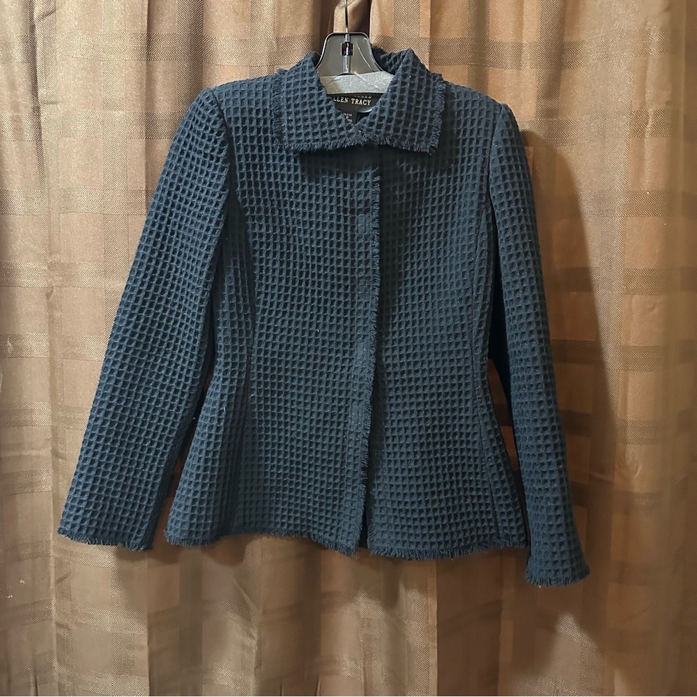 Linda Allard Ellen Tracy Waffle Blazer with Unique Snaps size petite 0